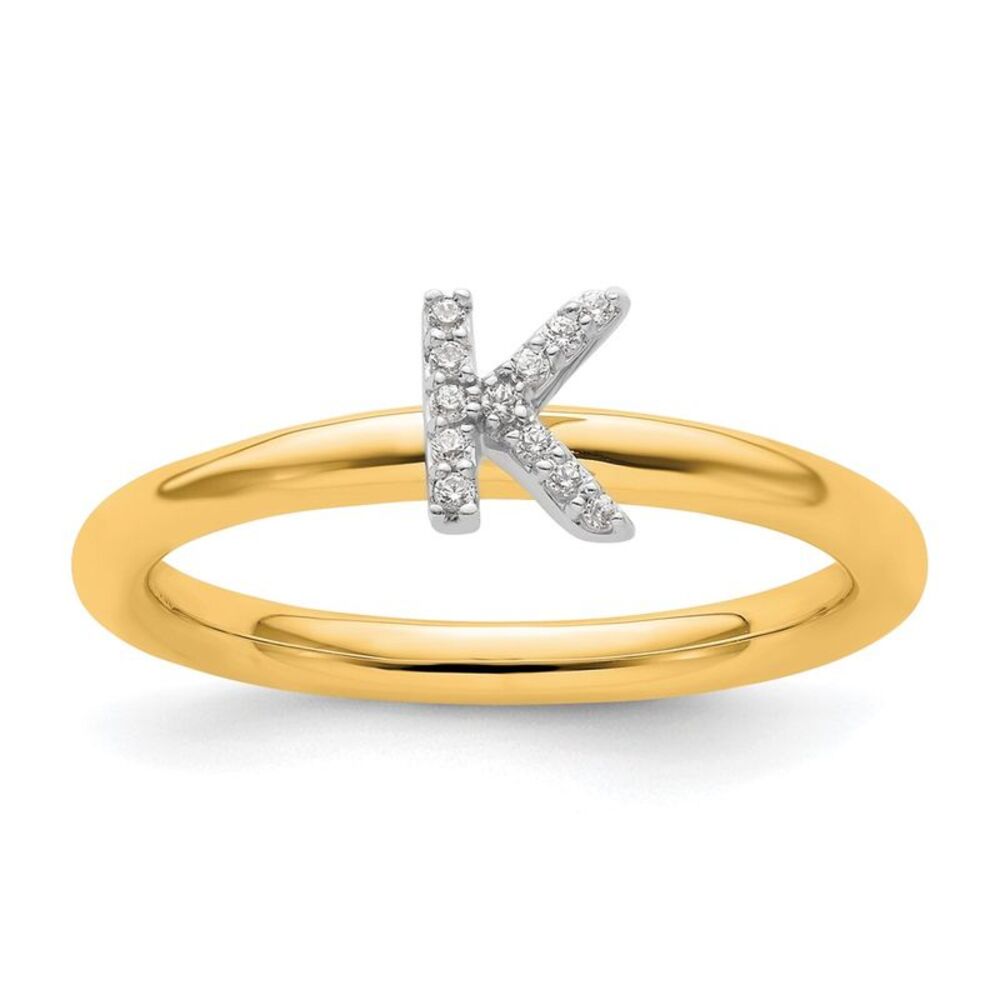 Kazi Luxury 14k Yellow Gold Stackable Diamond Ini… - image 1